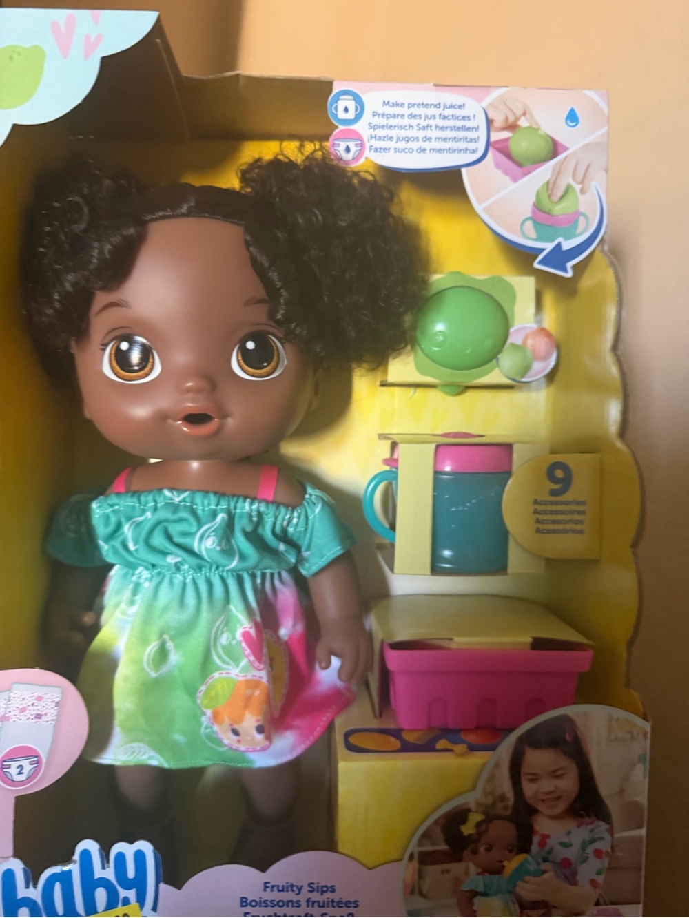 Baby Doll Playset with Green and Pink Fruity Dress - Baby